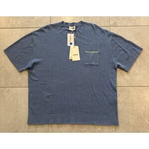 Essential Antwerp Mills Knit Pocket Tee Blue Women’s Sz XL Linen Blend NWT